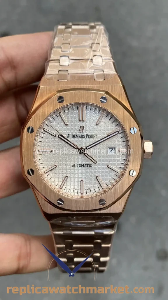 Replica Audemars Piguet Royal Oak 15400OR — White Dial Automatic Rose Gold Case 41 mm — product view 1