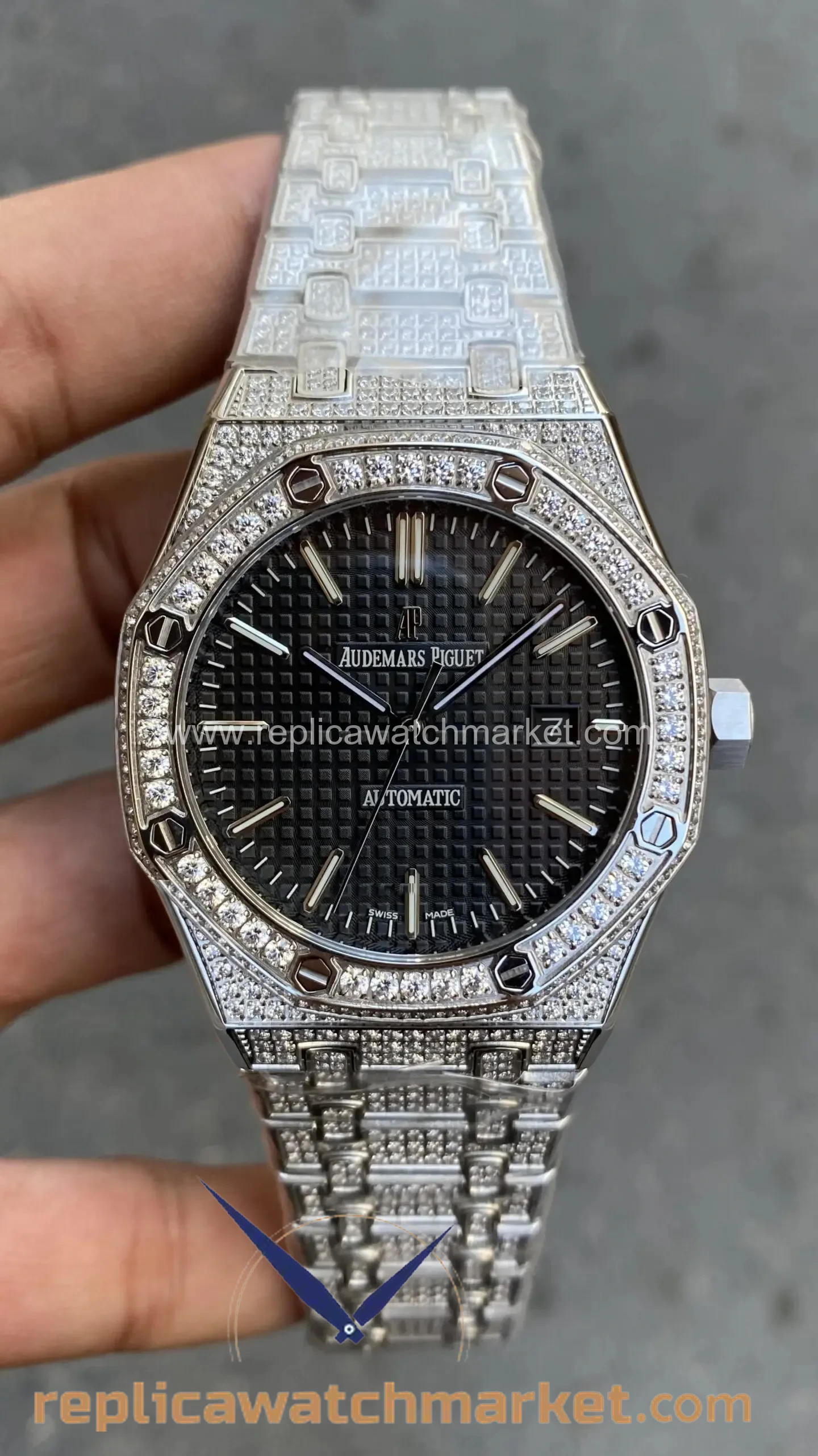 Replica Audemars Piguet Royal Oak 15510ST — Black Diamond Dial Automatic Steel Case 41 mm — product view 1