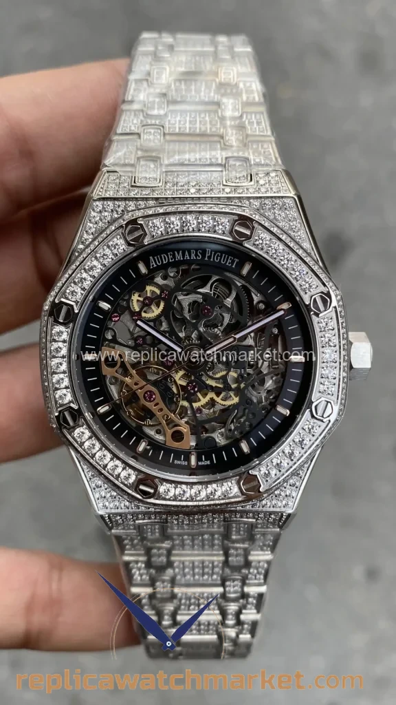 Replica Audemars Piguet Royal Oak 15510ST — Double Balance Skeleton Diamond Chronograph Steel Case 41 mm — product view 1