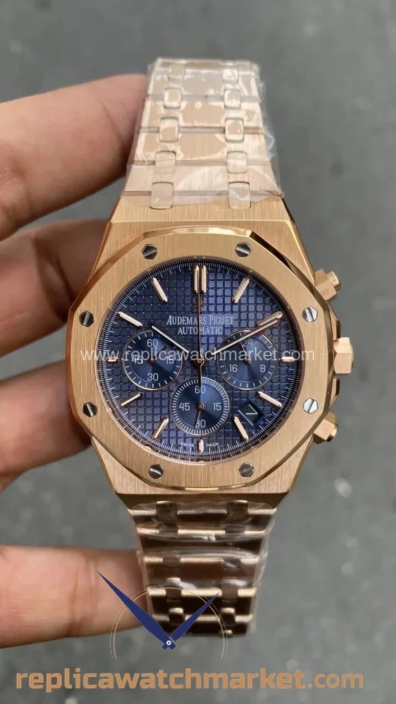 Replica Audemars Piguet Royal Oak 26240OR — Blue Dial Chronograph Rose Gold Case 41 mm — product view 1