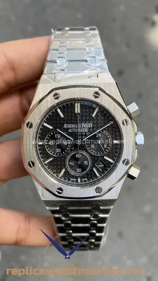 Replika Audemars Piguet Royal Oak 26320ST — Siyah Kadranlı Kronograf Çelik Kasa 41 mm — ürün görünümü 1