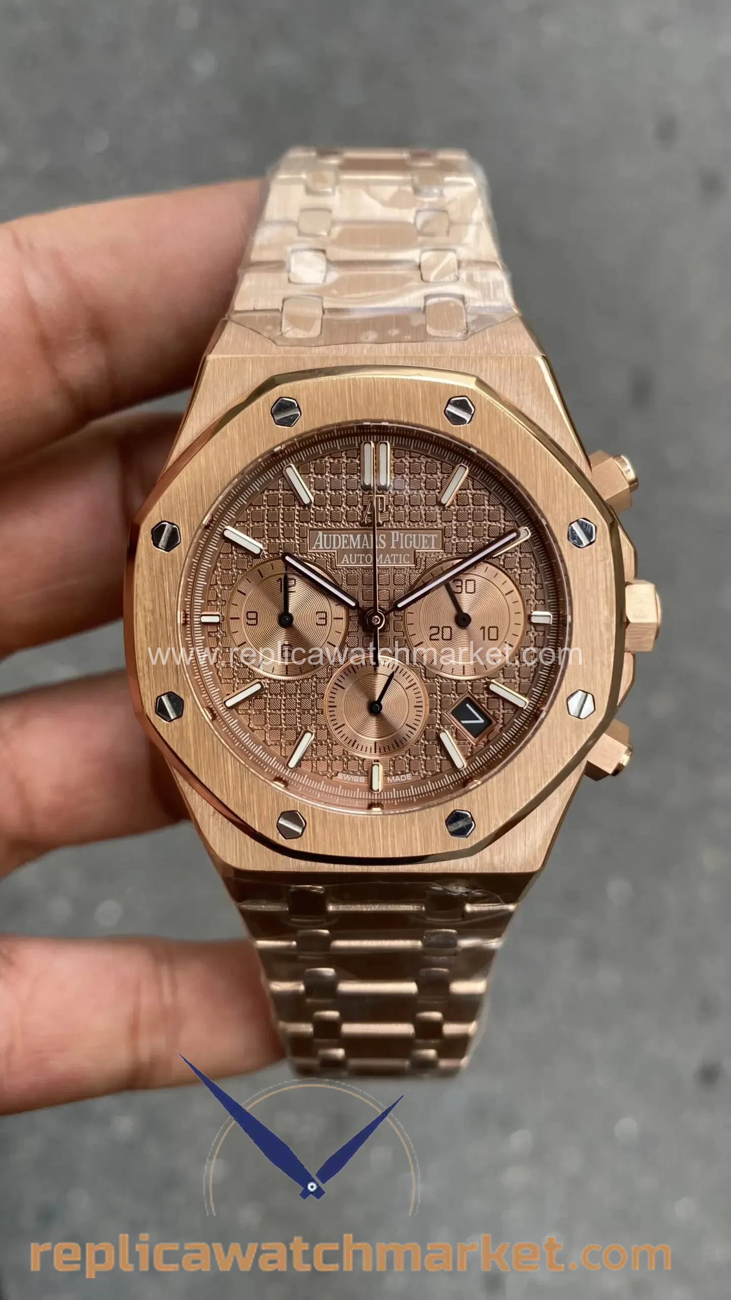 Replica Audemars Piguet Royal Oak 263310R — Chocolate Dial Chronograph Rose Gold Case 41 mm — product view 1
