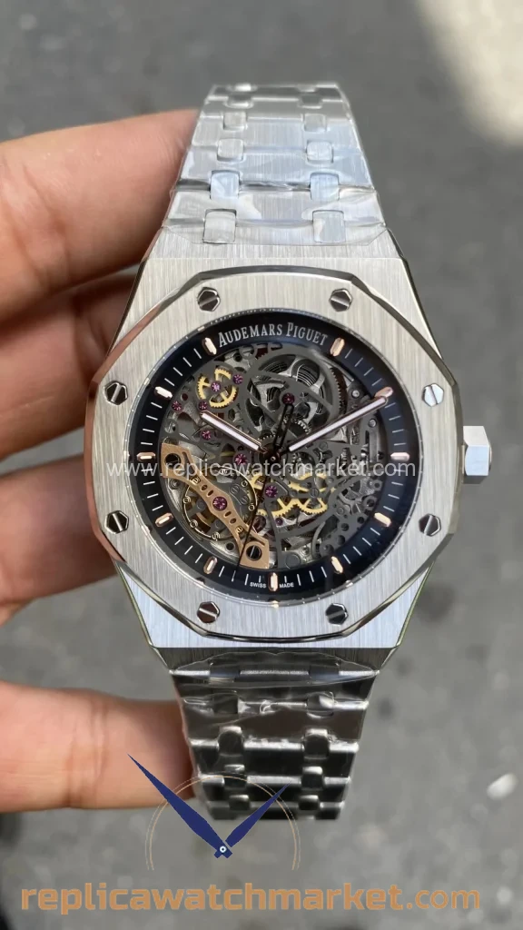 Replica Audemars Piguet Royal Oak Skeleton 15407ST — Double Balance Automatic Steel Case 41 mm — product view 1