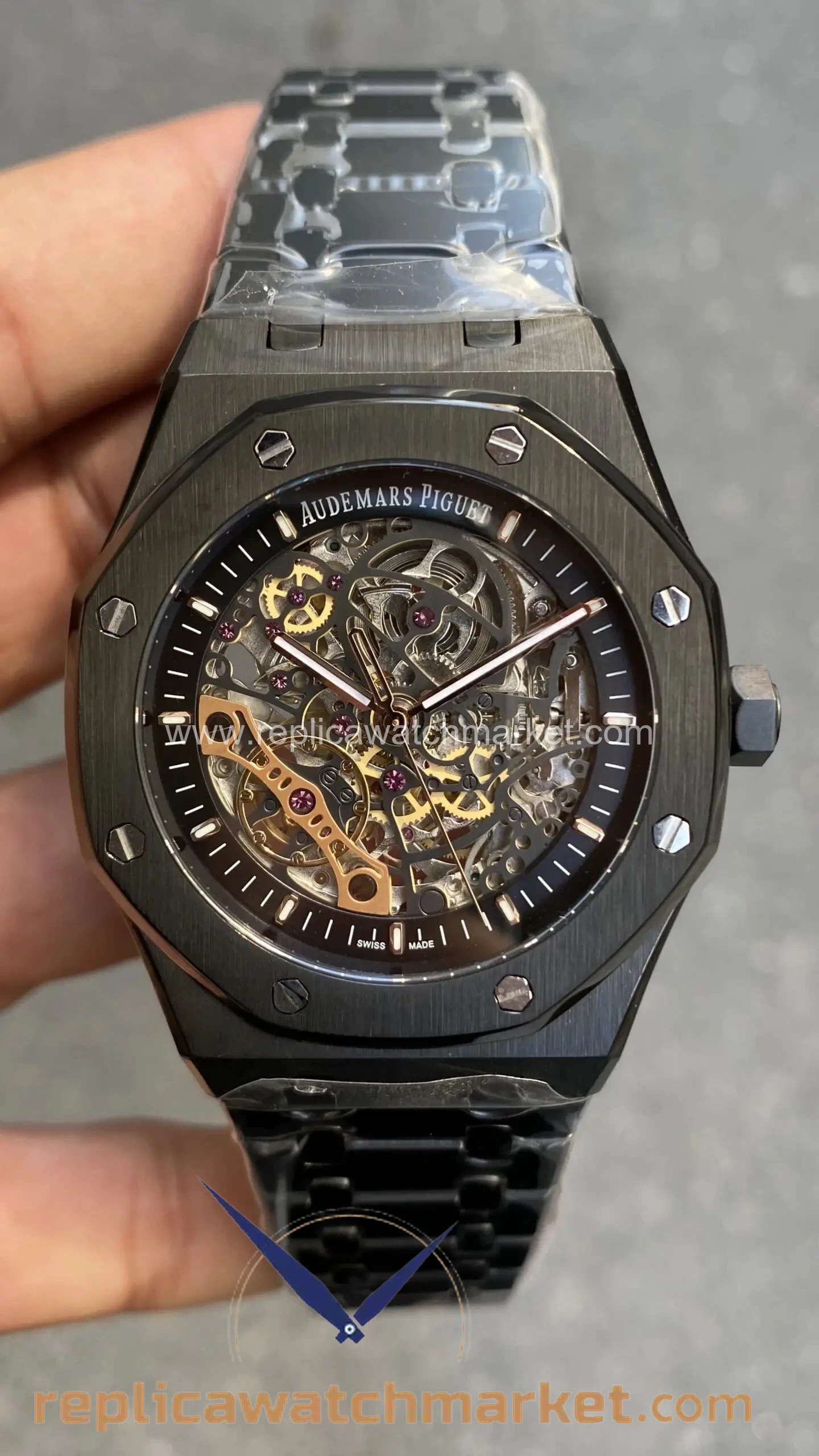 Replica Audemars Piguet Royal Oak Skeleton 15416CE — Double Balance Automatic Black PVD Case 41 mm — product view 1
