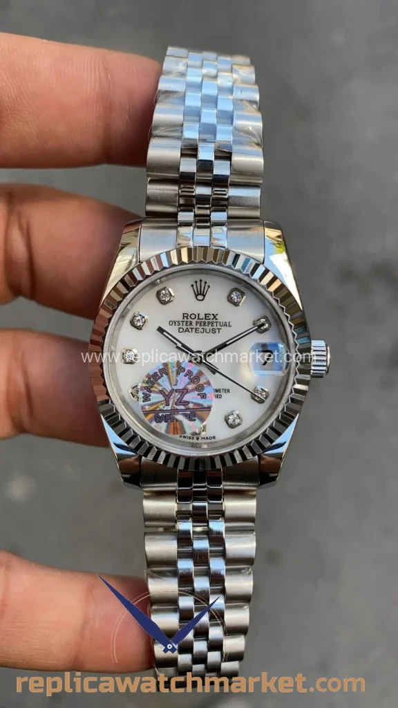Replica Rolex Datejust 31 mm — Stone White Dial Jubilee Steel — product view 1