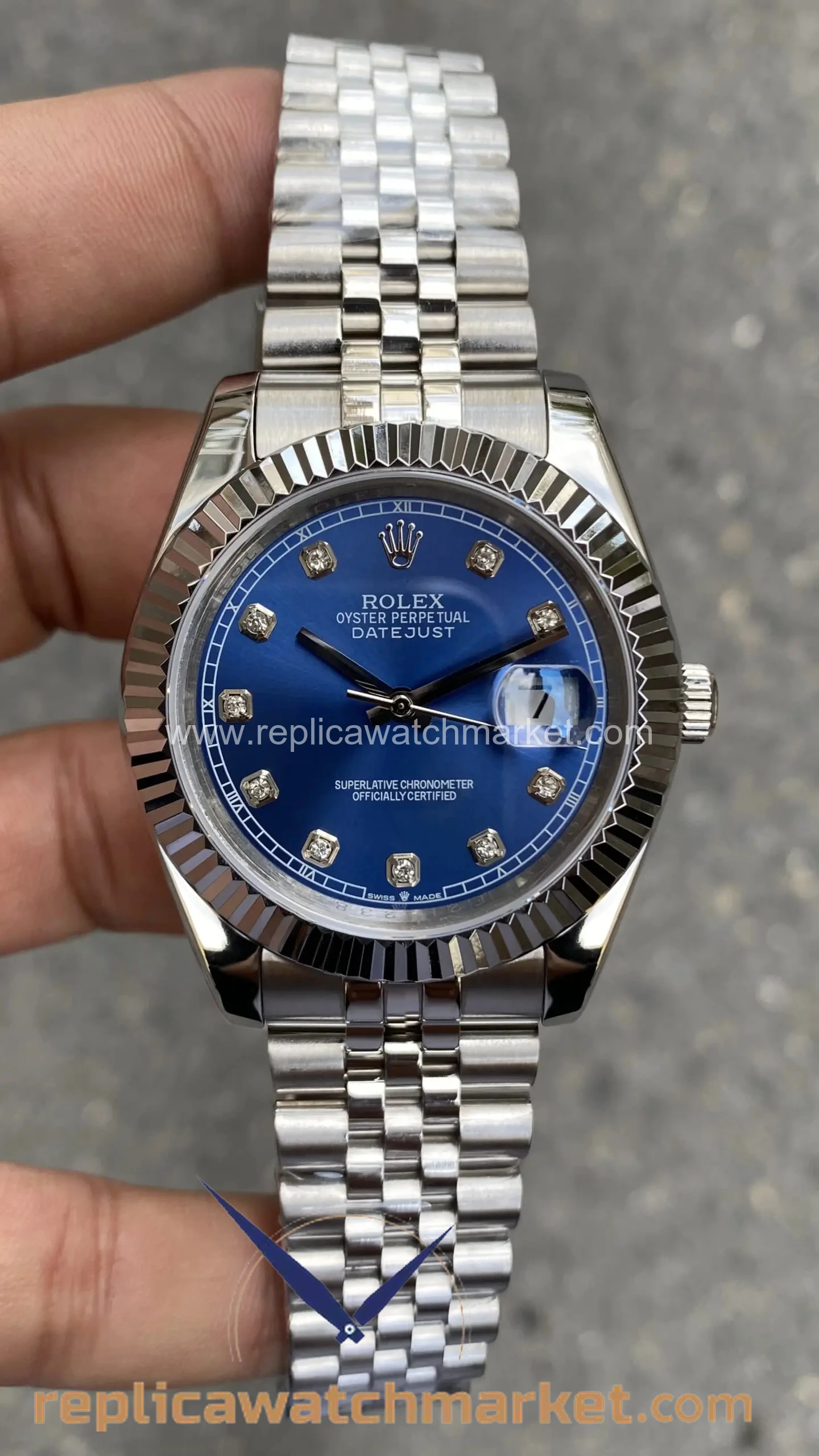 Replica Rolex Datejust 126334 — Blue Diamond Jubilee 41 mm — product view 1