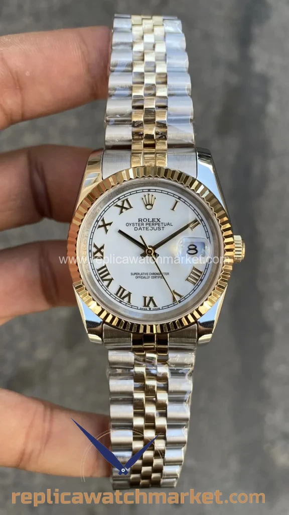Replica Rolex Datejust 36 mm — 126233 Two-Tone Yellow Gold Jubilee White Roman Dial — product view 1