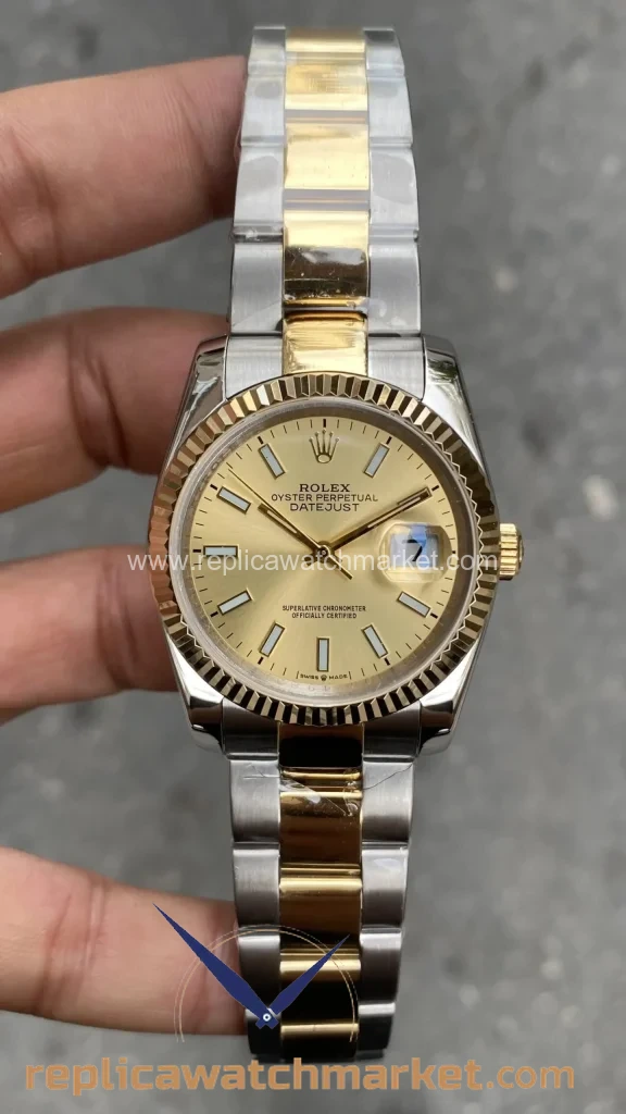 Replica Rolex Datejust 36 mm — Champagne Dial Two-Tone Yellow Gold Oyster — product view 1