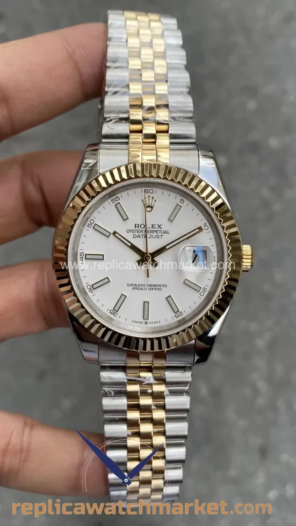 Replica Rolex Datejust 126333 — White Dial Two-Tone Jubilee 41 mm — product view 1