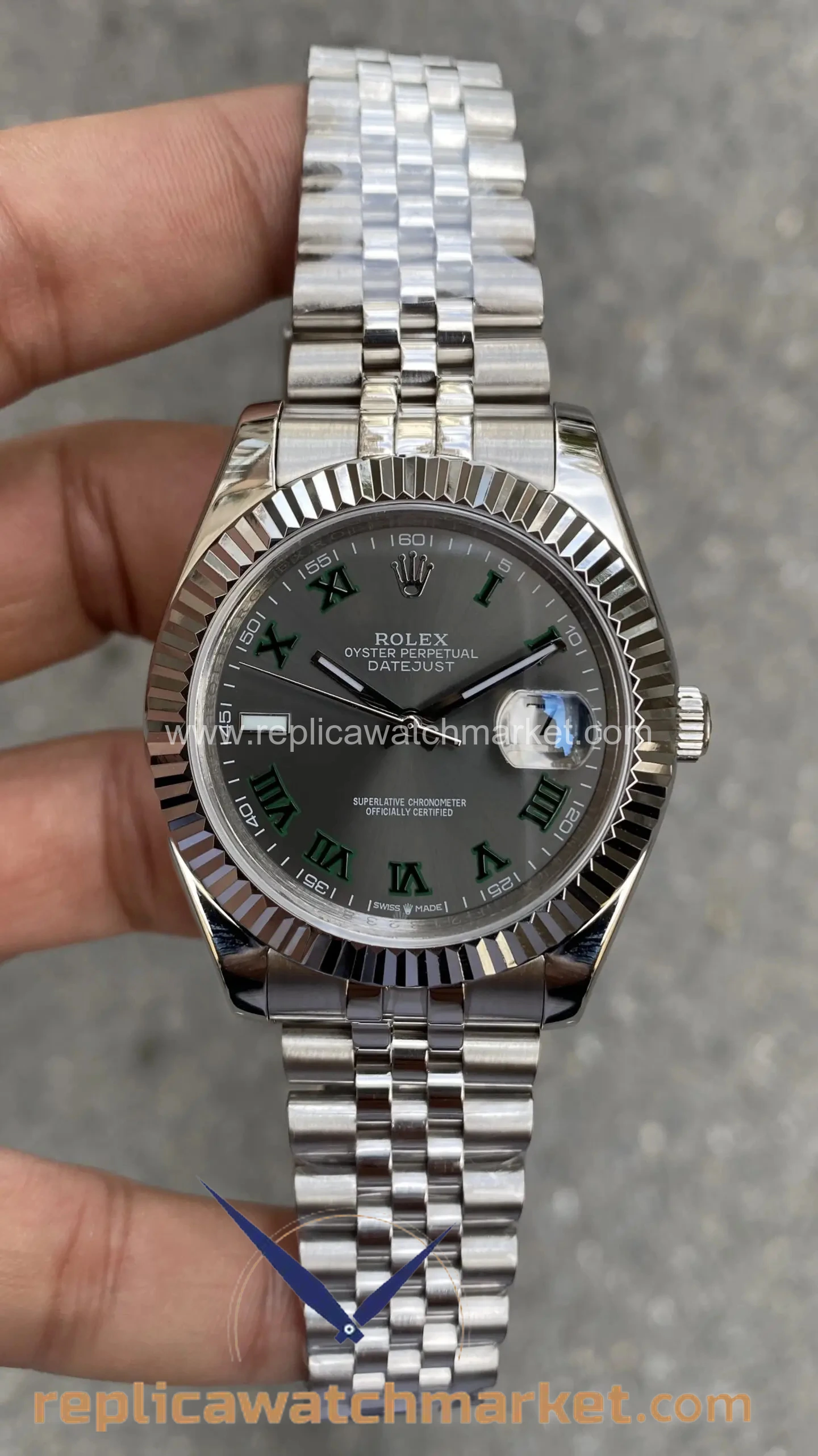 Replica Rolex Datejust 126334 — Wimbledon Jubilee Steel 41 mm — product view 1
