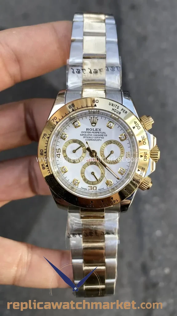 Replica Rolex Daytona 116523 — White Stone Dial Two-Tone 40 mm — product view 1