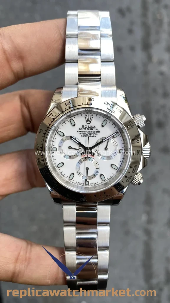 Replica Rolex Daytona 116520 — White Dial 40 mm Steel — product view 1