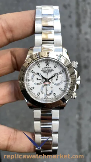 Replika Rolex Daytona 116520 — Beyaz Kadran 40 mm Çelik — ürün görünümü 1