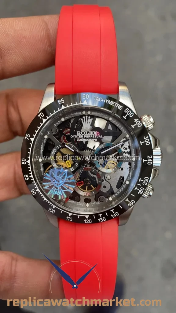Replica Rolex Daytona — Juan Pablo Montoya Red Rubber Oysterflex — product view 1