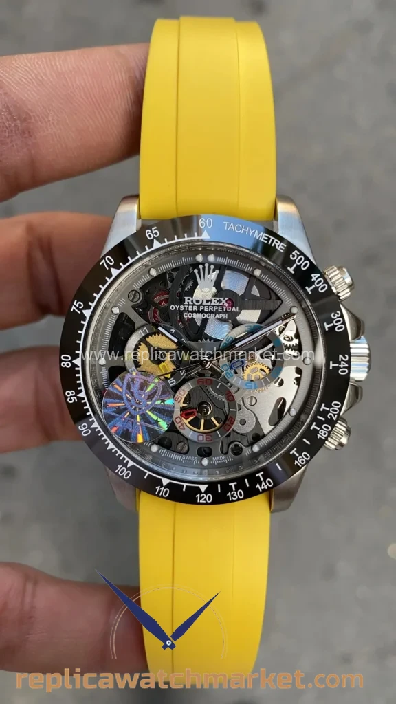 Replica Rolex Daytona — Juan Pablo Montoya Yellow Rubber Oysterflex — product view 1