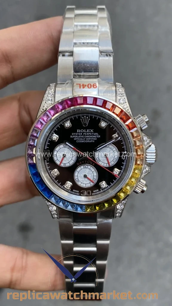 Replica Rolex Daytona 116599RBOW — Rainbow Steel 40 mm — product view 1