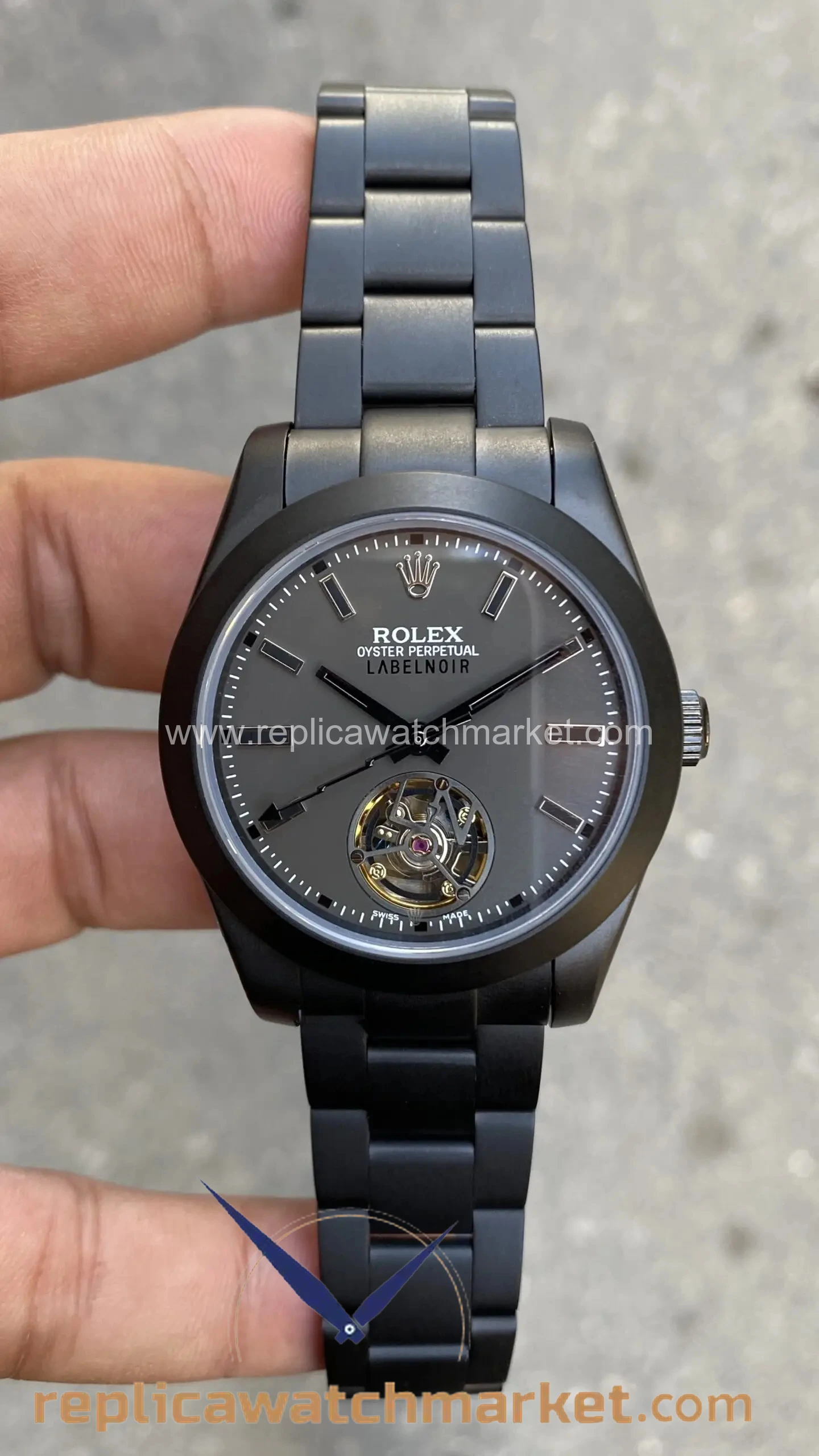 Replica Rolex Label Noir Tourbillon — Black PVD Limited Edition — product view 1