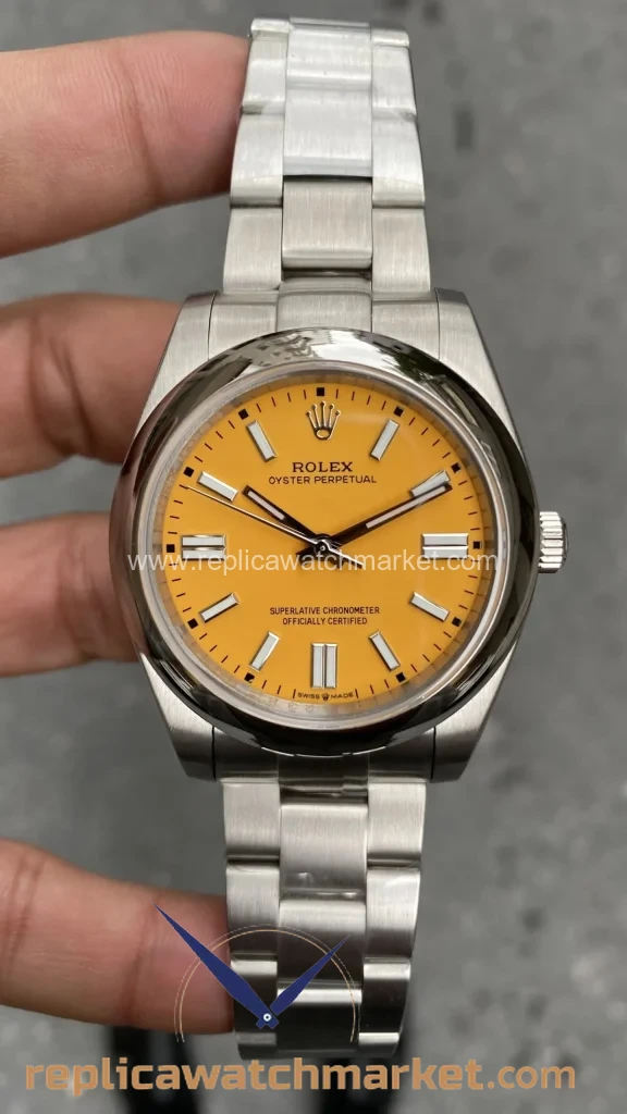 Replica Rolex Oyster Perpetual 124300 — Yellow Dial 41 mm — product view 1