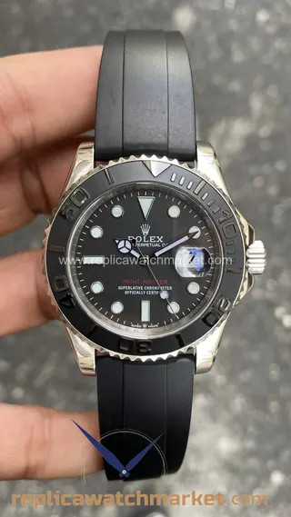 Replika Rolex Yacht-Master 226659 — Kauçuk Oysterflex, siyah kadran, çelik kasa 42 mm — ürün görünümü 1