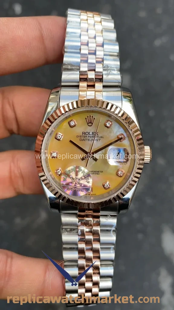 Replica Rolex Datejust 36 mm — Gold Stone Dial Two-Tone Yellow Gold Jubilee — product view 1
