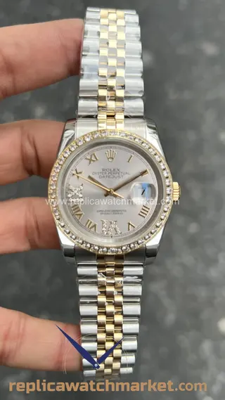 Rolex Datejust 36 mm 复刻腕表 — Sundust 表盘、黄金双色 Jubilee 表链 — 产品视图 1