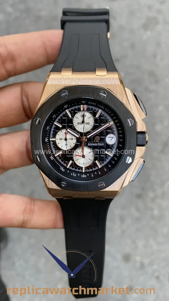 Replica Audemars Piguet Royal Oak Offshore Chronograph 26420RO — Black Dial Rose Gold Case 43 mm — product view 1