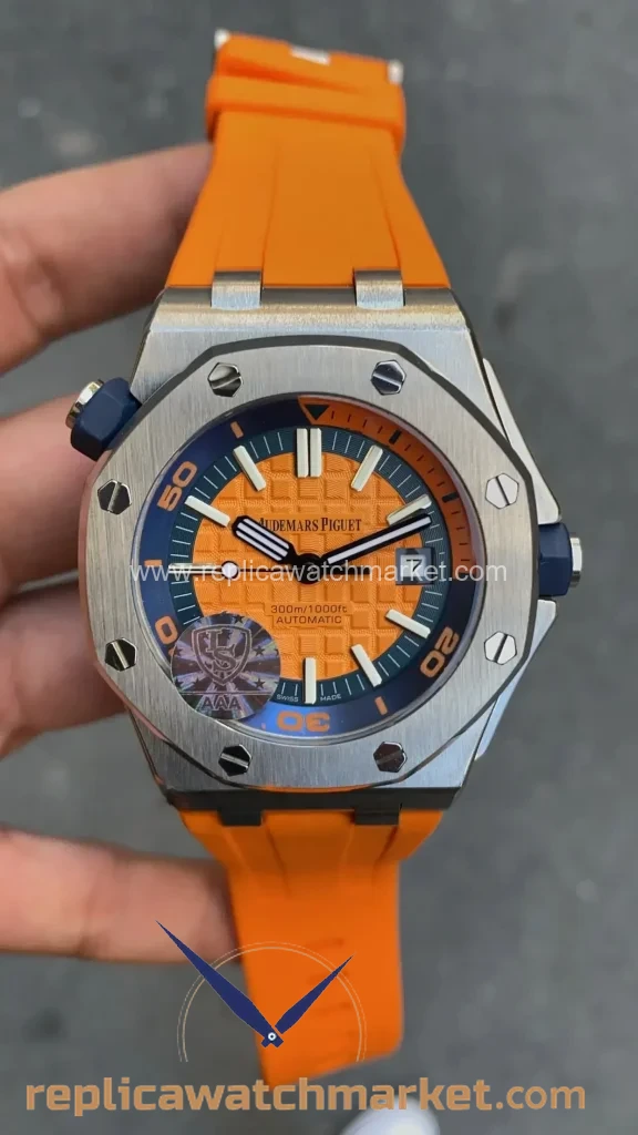 Replica Audemars Piguet Royal Oak Offshore Diver 15710ST — Orange Dial Silver Case 42 mm — product view 1