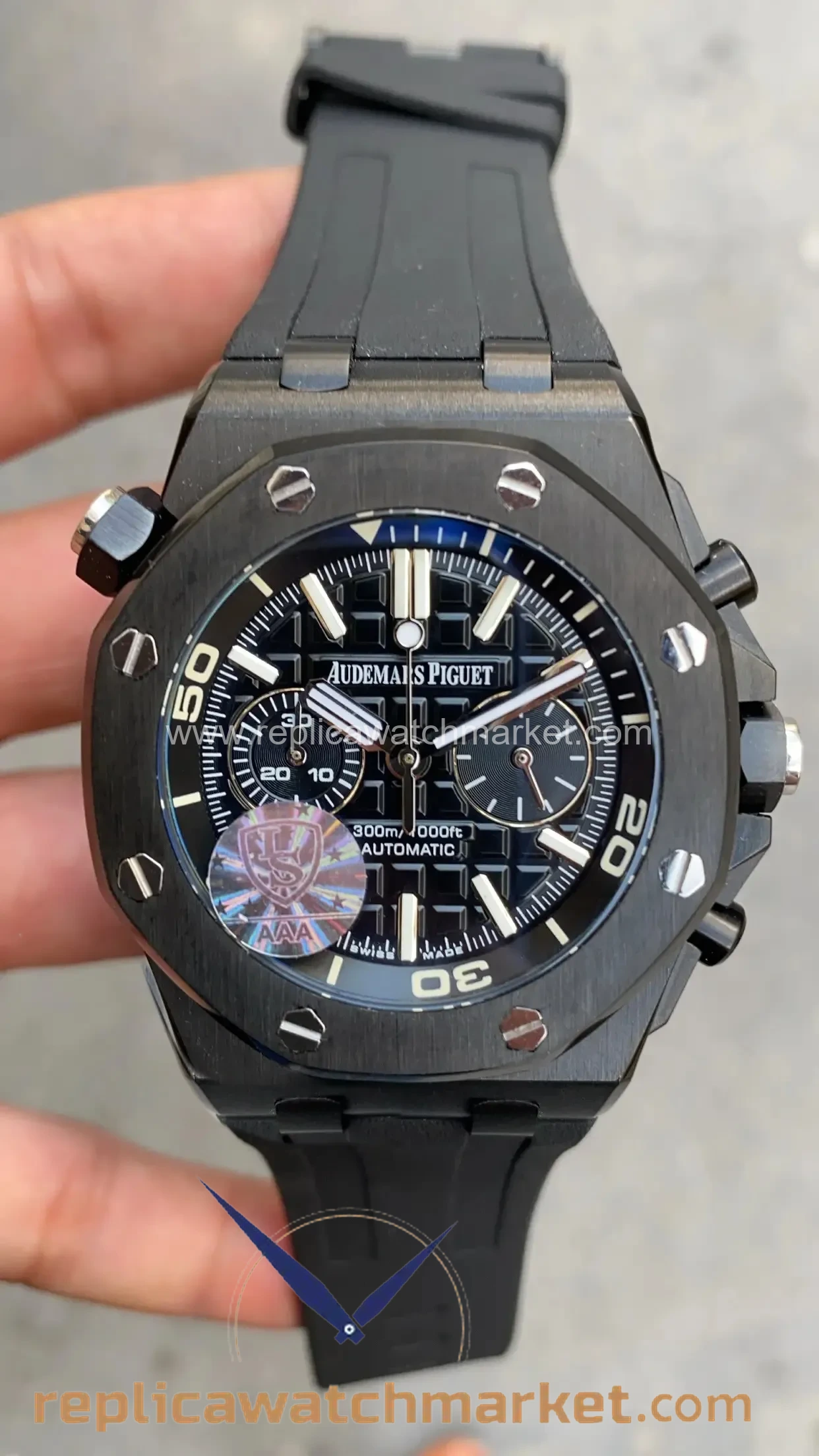 Replica Audemars Piguet Royal Oak Offshore Diver Chronograph 26703PT — Black Dial PVD Case 42 mm — product view 1