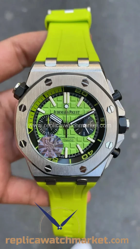 Replica Audemars Piguet Royal Oak Offshore Diver Chronograph 26703ST — Lime Green Dial Steel Case 42 mm — product view 1