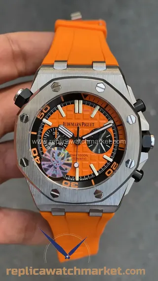 Replika Audemars Piguet Royal Oak Offshore Diver Chronograph 26703ST — Turuncu kadran, çelik kasa 42 mm — ürün görünümü 1