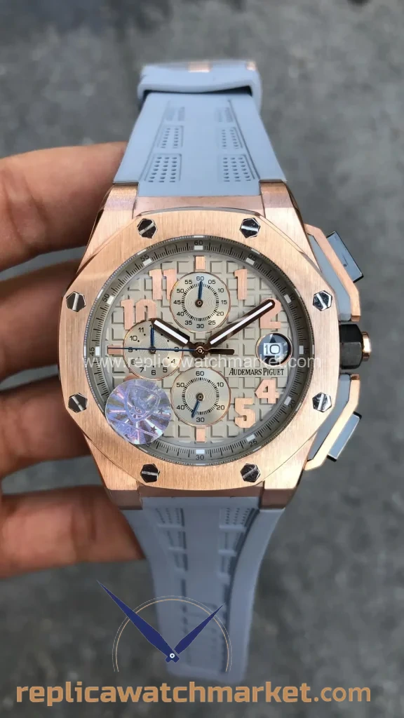 Replica Audemars Piguet Royal Oak Offshore LeBron James Chronograph 26210OI — Rose Dial Rose Gold Case 44 mm — product view 1