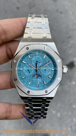 Replika Audemars Piguet Royal Oak Perpetual Calendar 26613ST — Tiffany kadran, çelik kasa 42 mm — ürün görünümü 1