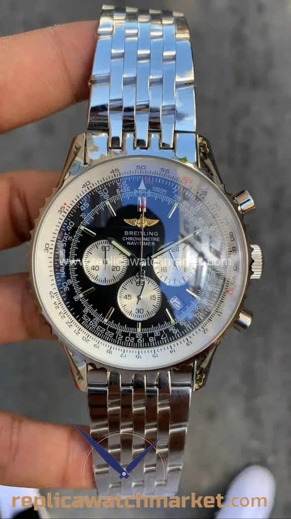 Replica Breitling Navitimer — Steel Case Black Dial Steel Bracelet 43 mm — product view 1
