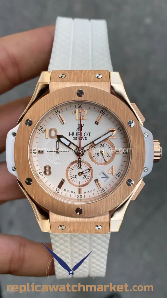 Replica Hublot Big Bang Tuiga 1909 Rose Case White Dial 41 mm — product view 1