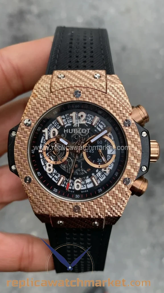 Replica Hublot Big Bang Unico King 411 NX Black Rubber Rose Case 45 mm — product view 1