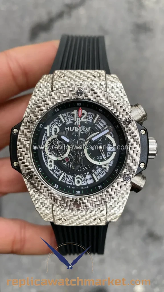 Replica Hublot Big Bang Unico King 411 NX Black Rubber Steel Case 45 mm — product view 1