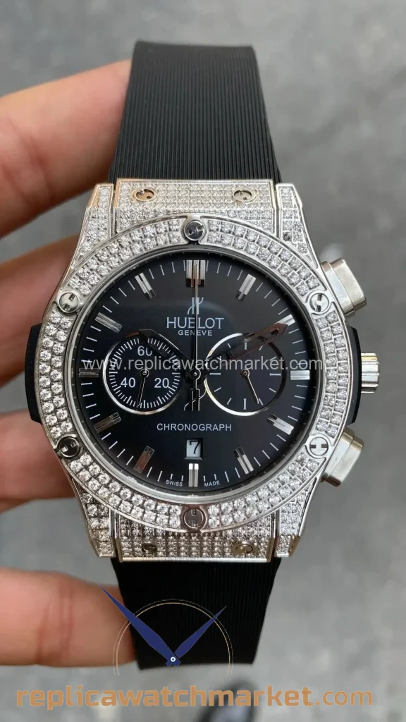 Replica Hublot Classic Fusion Chronograph Diamond Steel Case 41 mm — product view 1