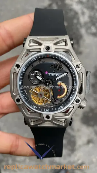 Replika Hublot Ferrari Techframe Tourbillon Çelik Kasa 43 mm — ürün görünümü 1