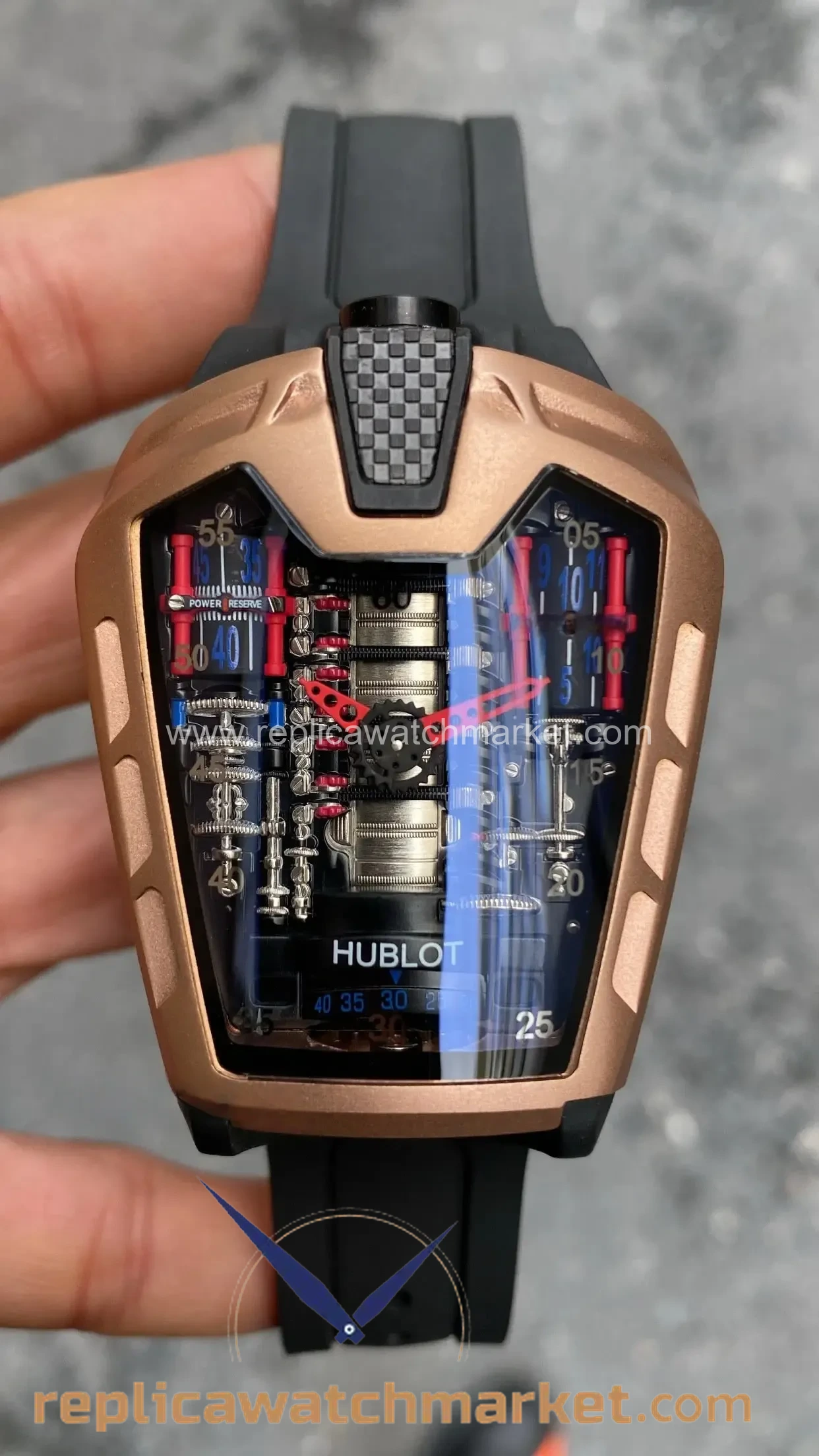 Replica Hublot LaFerrari MP-05 Grey Rose Case Black Rubber — product view 1