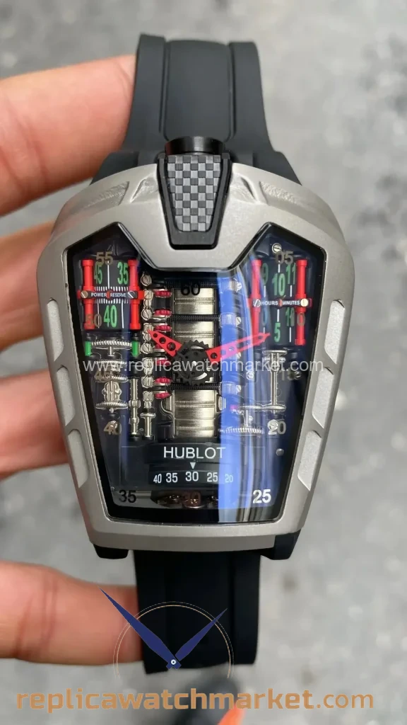 Replica Hublot LaFerrari MP-05 Grey Steel Case Black Rubber — product view 1