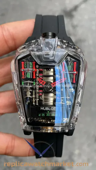 Replika Hublot LaFerrari MP-05 şeffaf kasa, siyah kauçuk kayış — ürün görünümü 1