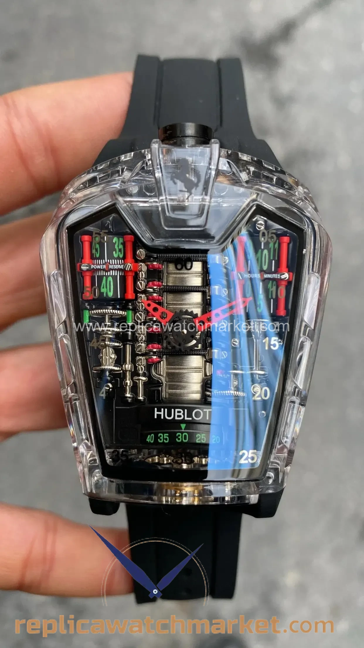 Replica Hublot LaFerrari MP-05 Transparent Case Black Rubber — product view 1