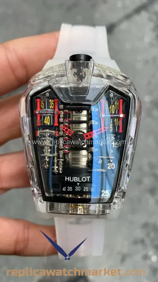 Hublot LaFerrari MP-05复刻腕表,透明表壳、白色橡胶表带 — 产品视图1