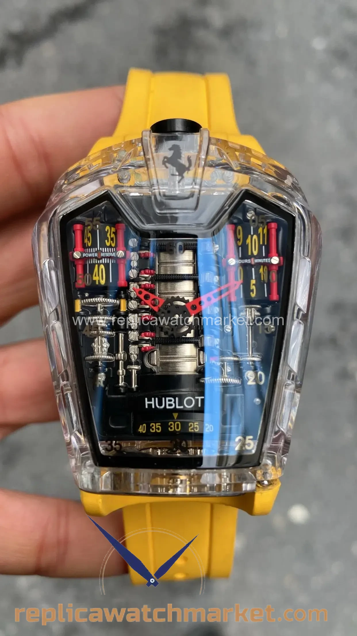 Replica Hublot LaFerrari MP-05 Transparent Case Yellow Rubber — product view 1