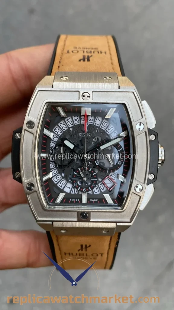 Replica Hublot Senna Champion 88 MP-06 Steel Case Steel Bezel Brown Rubber 42 mm — product view 1