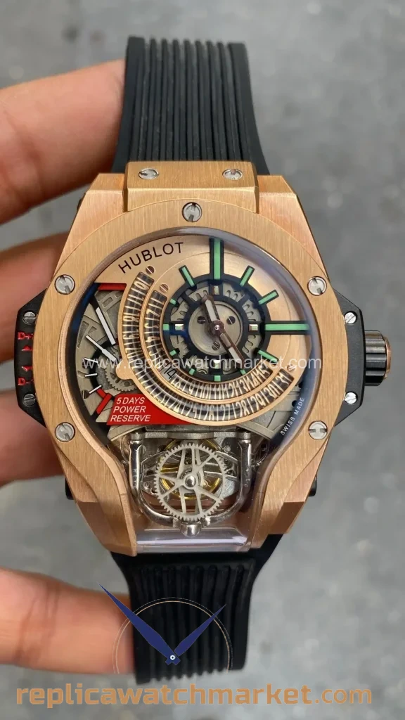 Replica Hublot Tourbillon Bi-Axis MP-09 Rose Case 52 mm — product view 1
