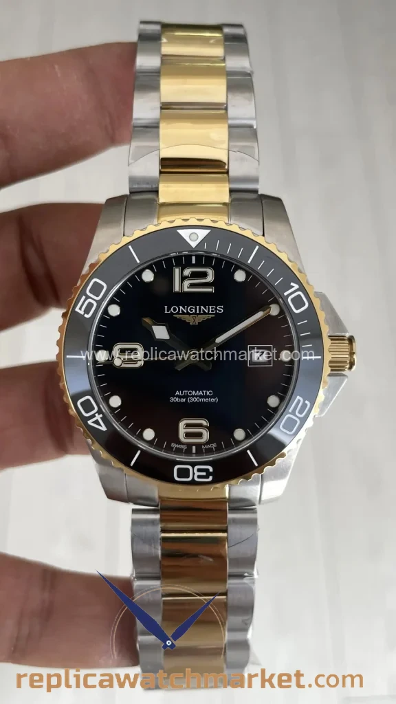 Replica Longines HydroConquest Two-Tone Yellow Gold & Steel Case Black Dial 41 mm — product view 1