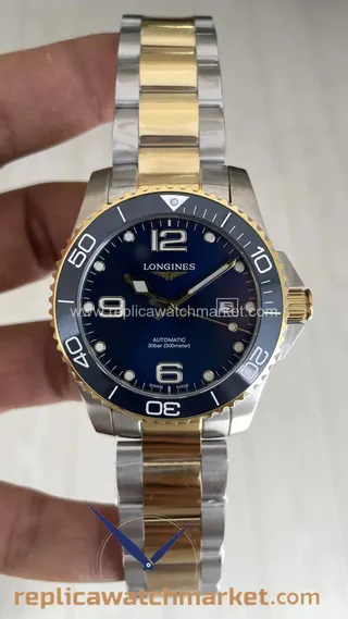 Replika Longines HydroConquest Two-Tone Sarı Altın ve Çelik Kasalı Mavi Kadranlı 41 mm — ürün görünümü 1