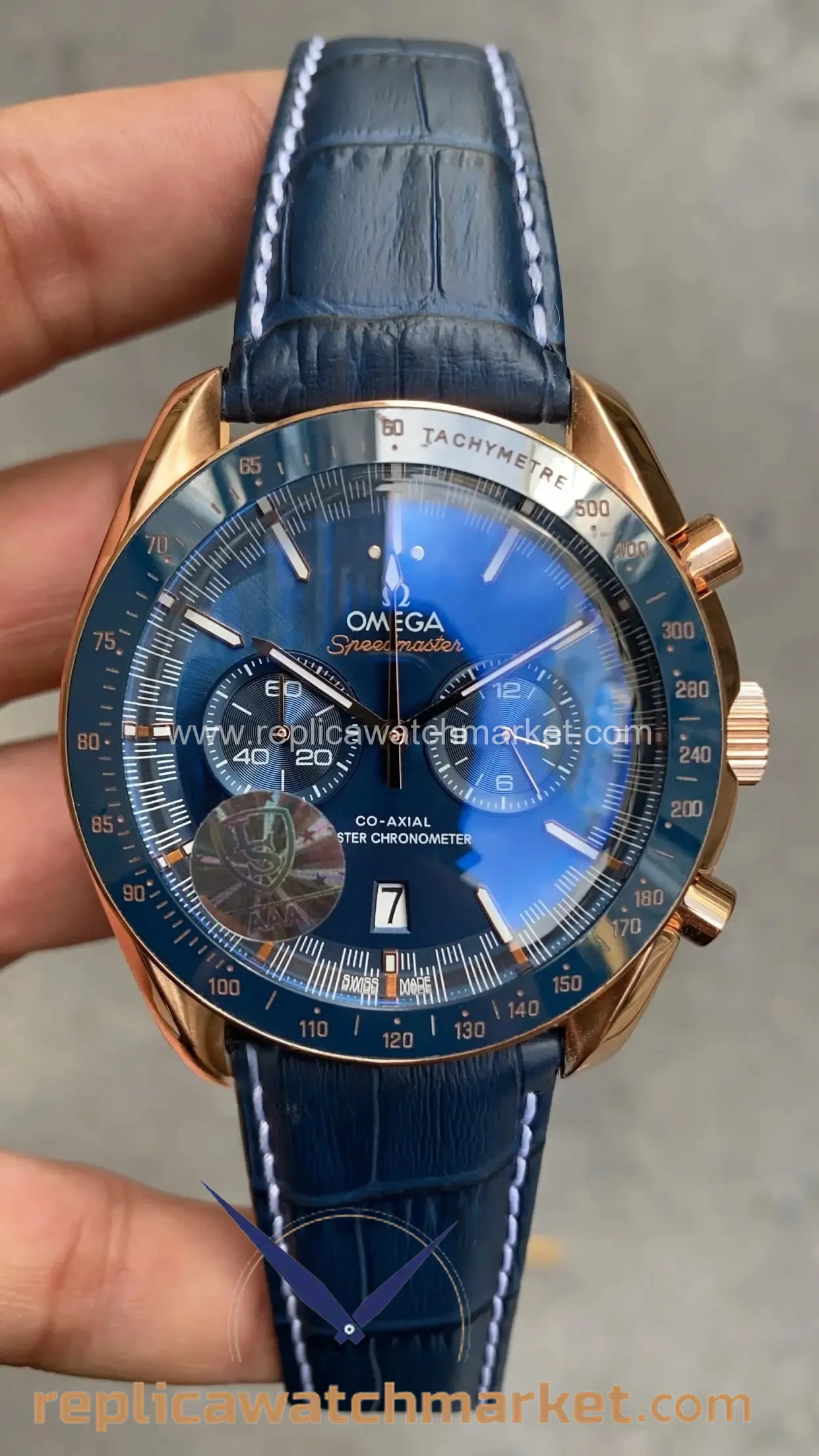 Replica Omega Speedmaster Dark Side of the Moon Blue Ceramic 44 mm — product view 1
