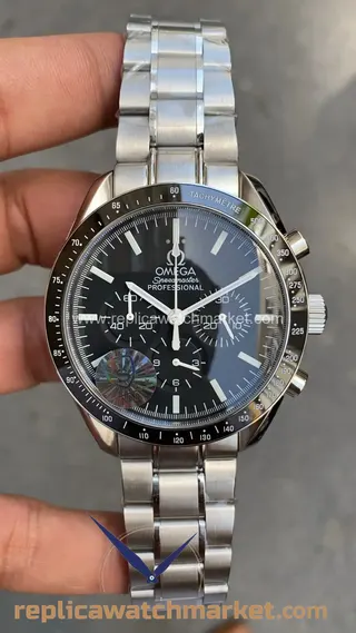 Çelik kasalı, siyah kadranlı replika Omega Speedmaster Racing Co-Axial Master Chronometer 43 mm — ürün görünümü 1